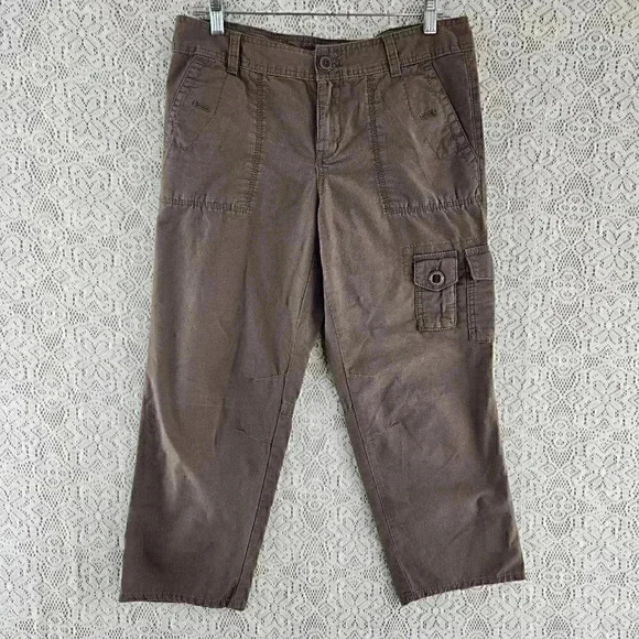 Eddie Baure Shaw Fit Cargo Brown Women's Capris 8 - Picture 1 of 9